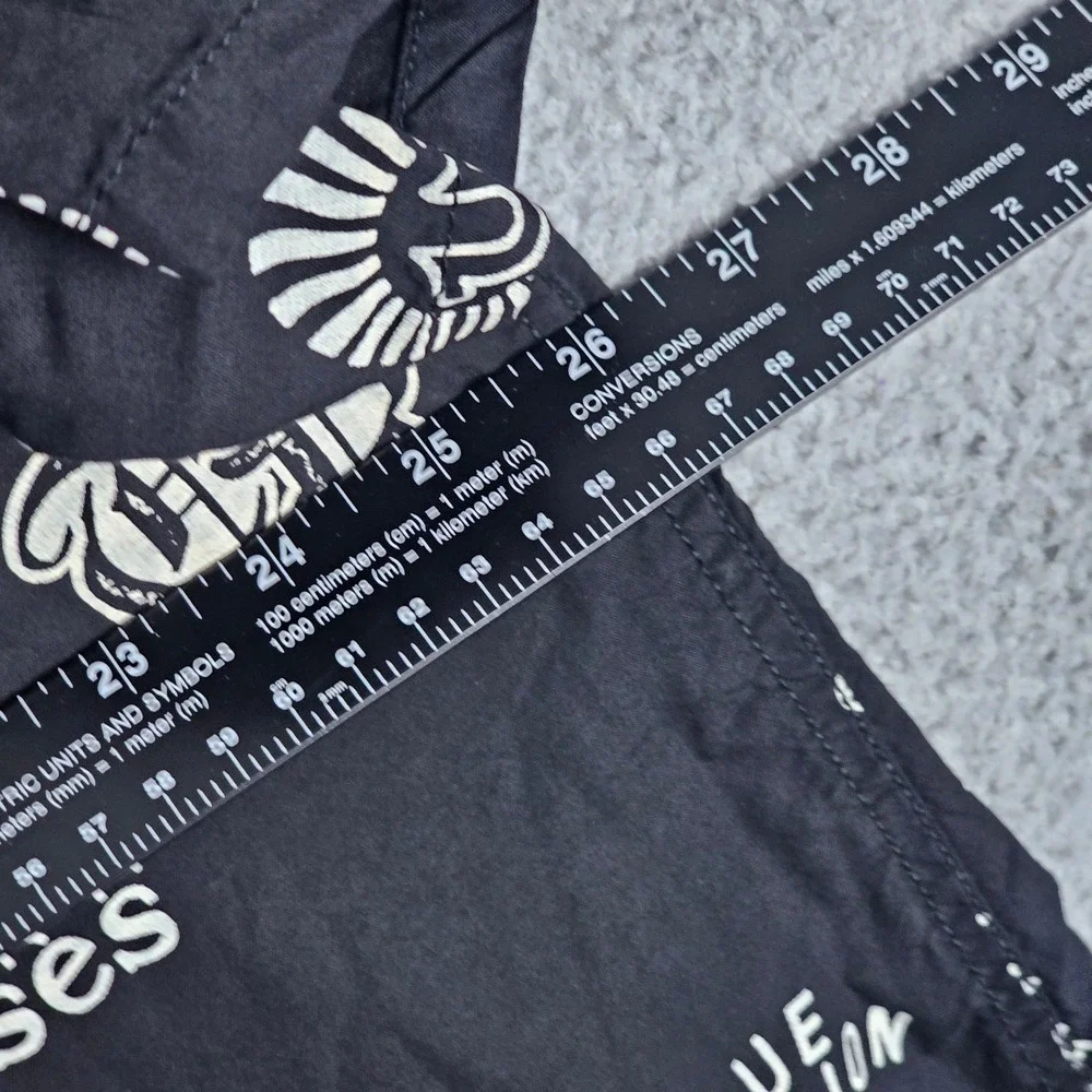 True Religion Button Up Mens 3XL Black Buddha Brand Graphic AOP Resort Shirt